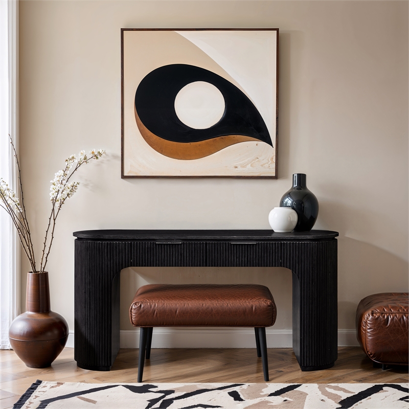 Meridian Furniture Astrid Black Rubberwood Oak Veneer Desk