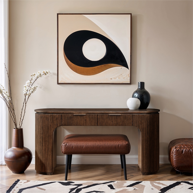 Meridian Furniture Astrid Brown Rubberwood Oak Veneer Desk