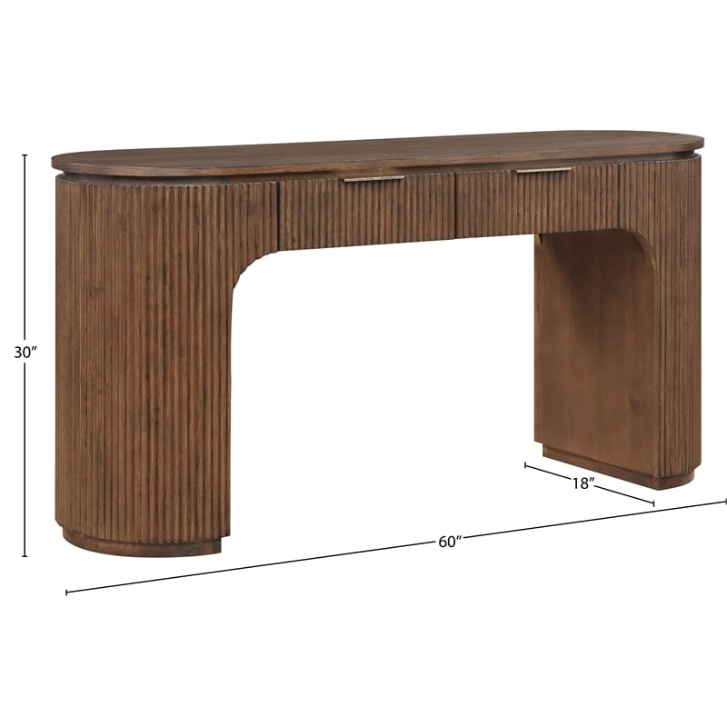 Meridian Furniture Astrid Brown Rubberwood Oak Veneer Desk