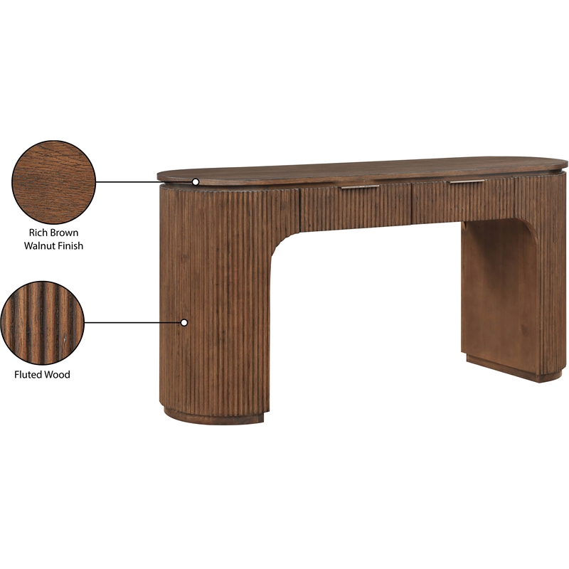 Meridian Furniture Astrid Brown Rubberwood Oak Veneer Desk