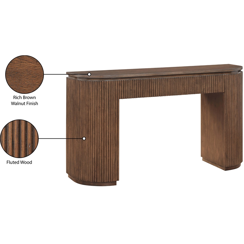 Meridian Furniture Astrid Brown Rubberwood Oak Veneer Console Table