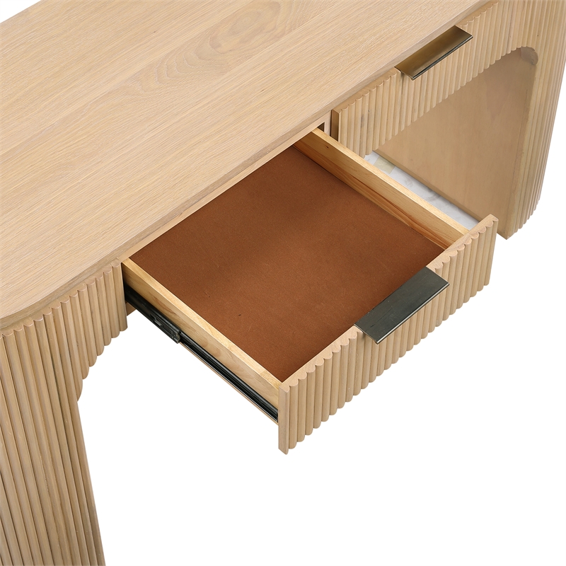 Meridian Furniture Astrid Natural Rubberwood Oak Veneer Desk
