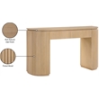 Meridian Furniture Astrid Natural Rubberwood Oak Veneer Console Table