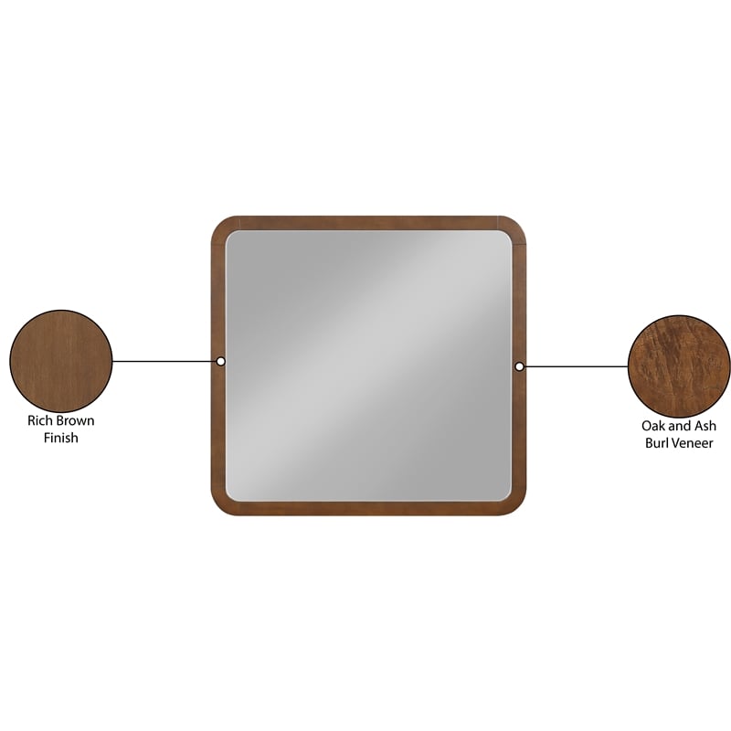 Meridian Furniture Giada Brown Oak And Ash Burl Veneer Mirror