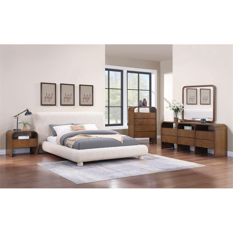 Meridian Furniture Giada Brown Oak And Ash Burl Veneer Night Stand