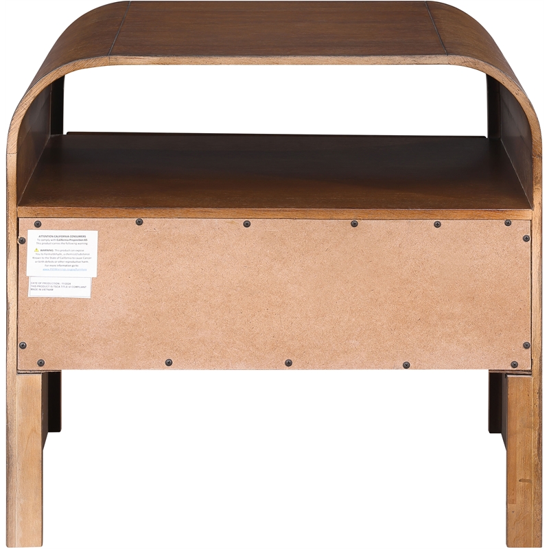 Meridian Furniture Giada Brown Oak And Ash Burl Veneer Night Stand