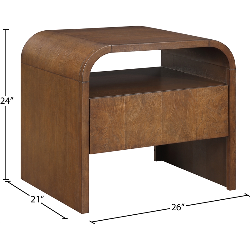 Meridian Furniture Giada Brown Oak And Ash Burl Veneer Night Stand