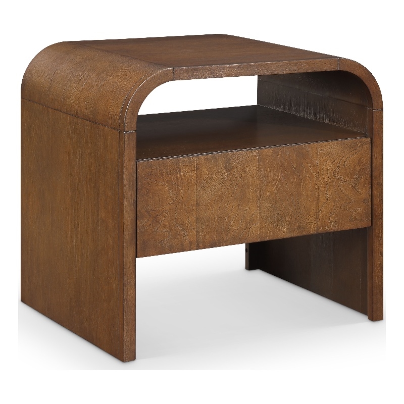 Meridian Furniture Giada Brown Oak And Ash Burl Veneer Night Stand