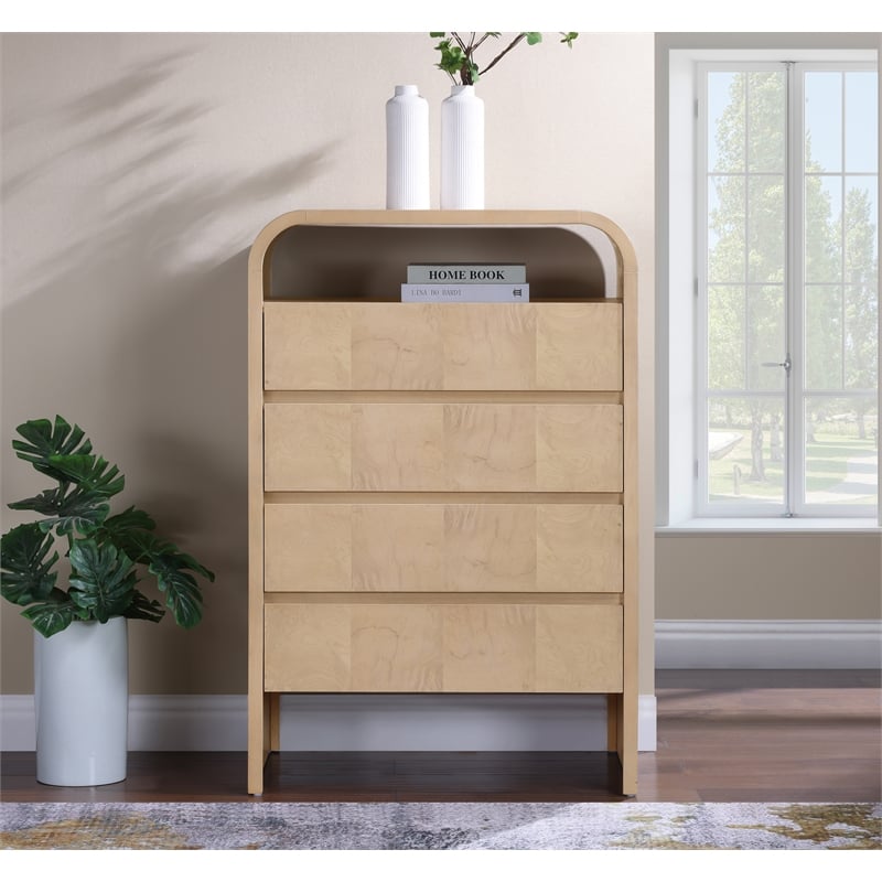 Meridian Furniture Giada Natural Oak And Ash Burl Veneer Chest