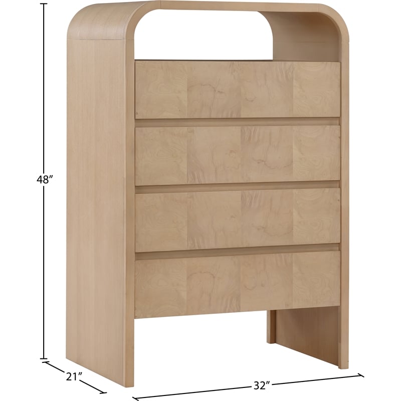 Meridian Furniture Giada Natural Oak And Ash Burl Veneer Chest