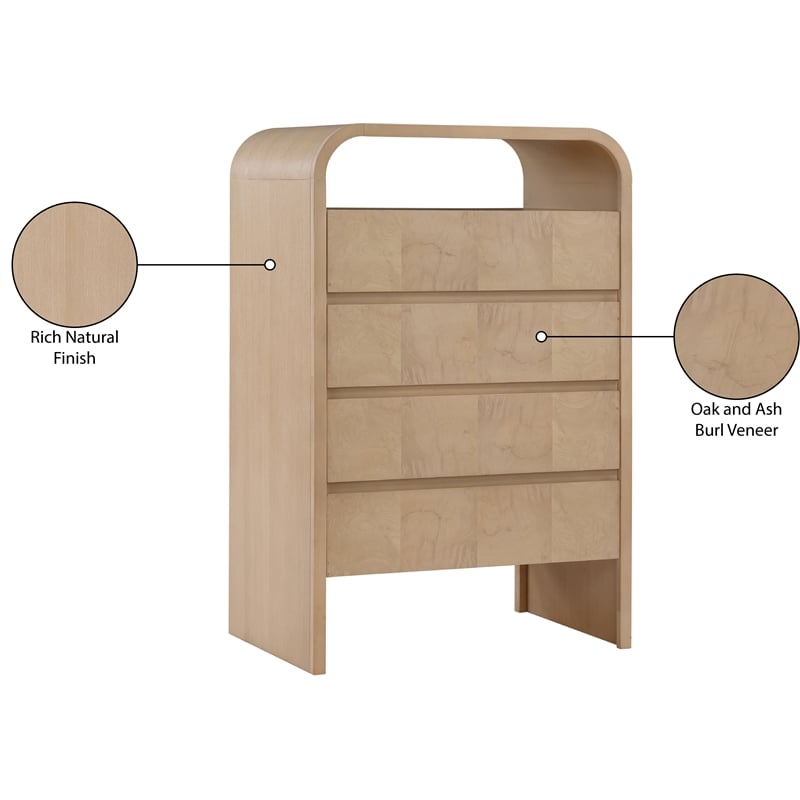 Meridian Furniture Giada Natural Oak And Ash Burl Veneer Chest