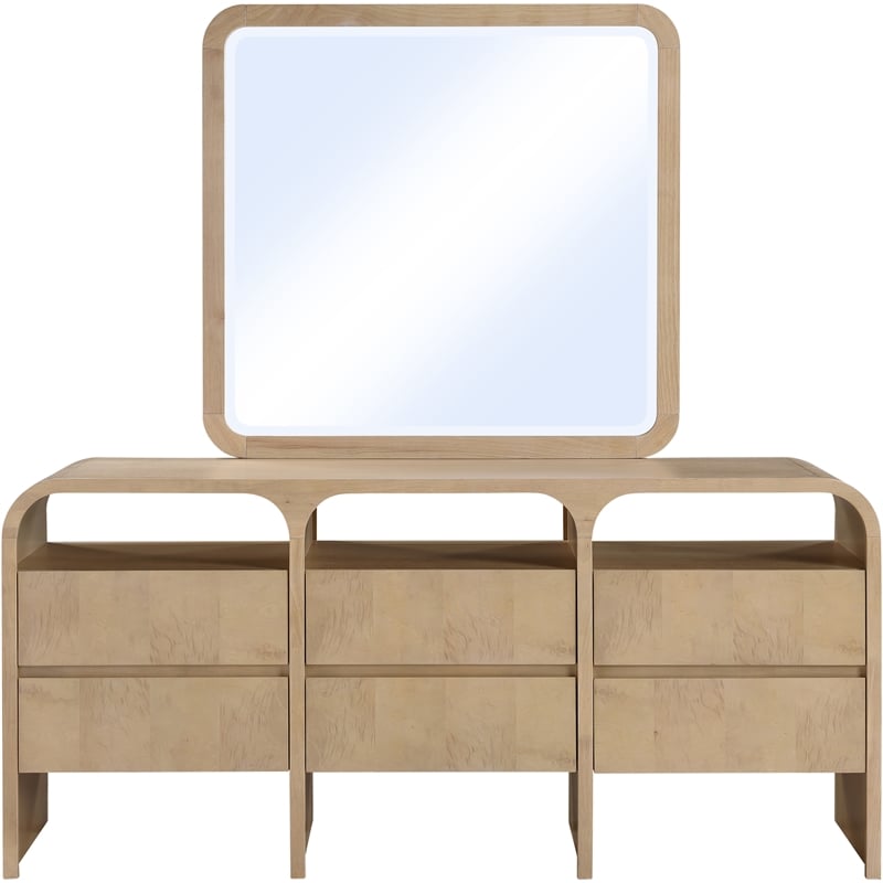 Meridian Furniture Giada Natural Oak And Ash Burl Veneer Mirror