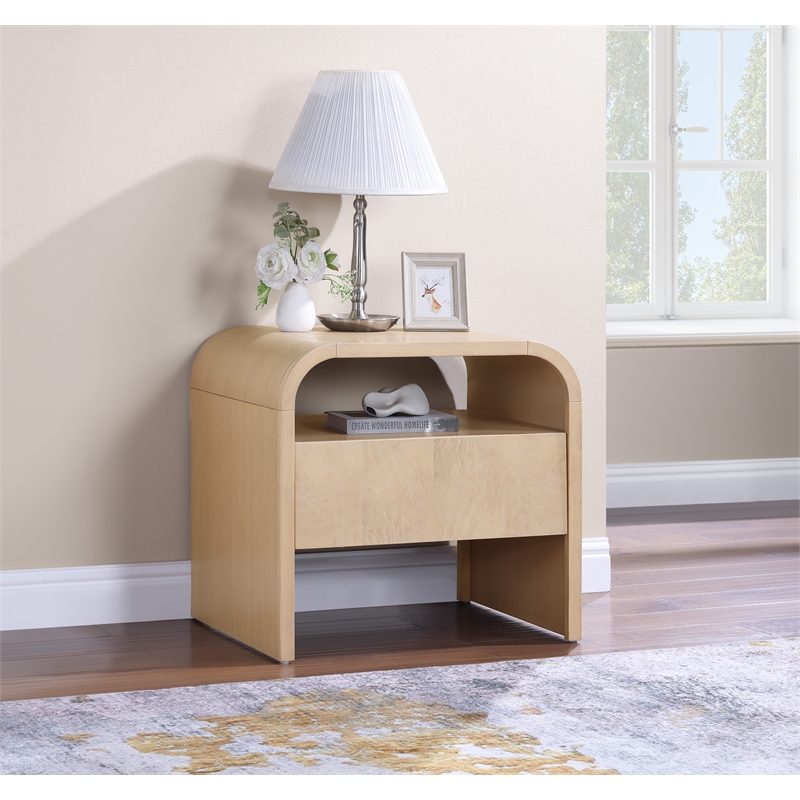 Meridian Furniture Giada Natural Oak And Ash Burl Veneer Night Stand