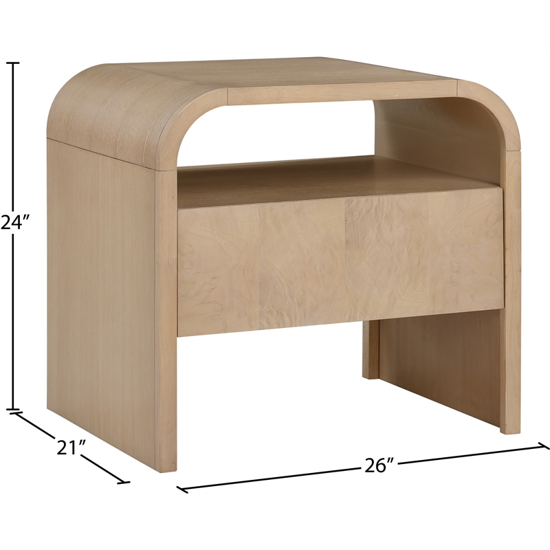 Meridian Furniture Giada Natural Oak And Ash Burl Veneer Night Stand