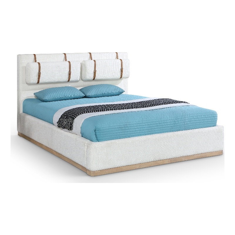 Meridian Furniture Bennet Cream Linen Textured Fabric Full Bed
