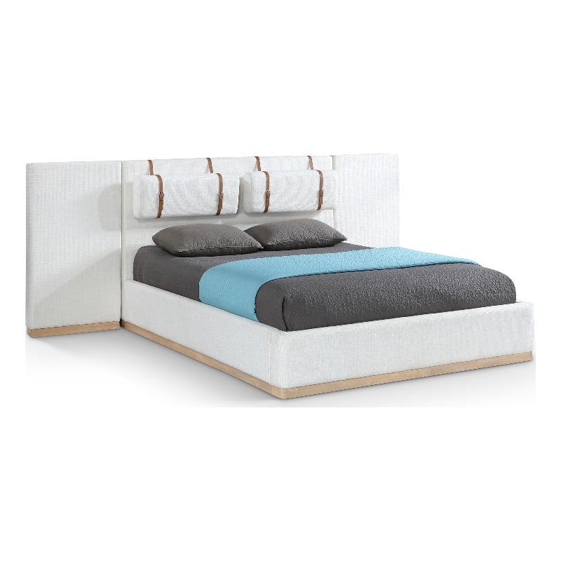 Meridian Furniture Bennet Cream Linen Textured Fabric Full Bed