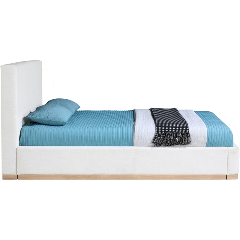 Meridian Furniture Bennet Cream Linen Textured Fabric King Bed