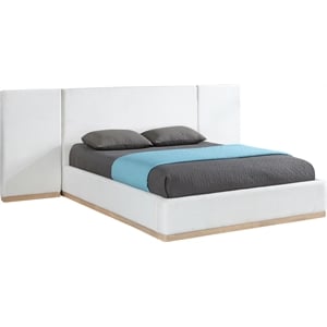 Meridian Furniture Bennet Cream Linen Textured Fabric King Bed