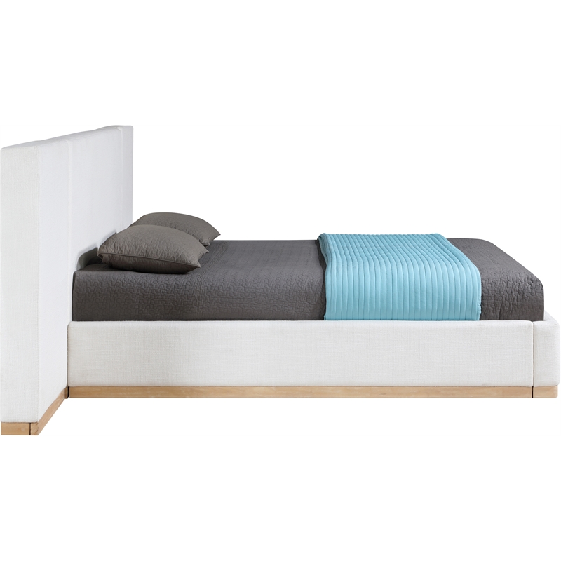 Meridian Furniture Bennet Cream Linen Textured Fabric Queen Bed