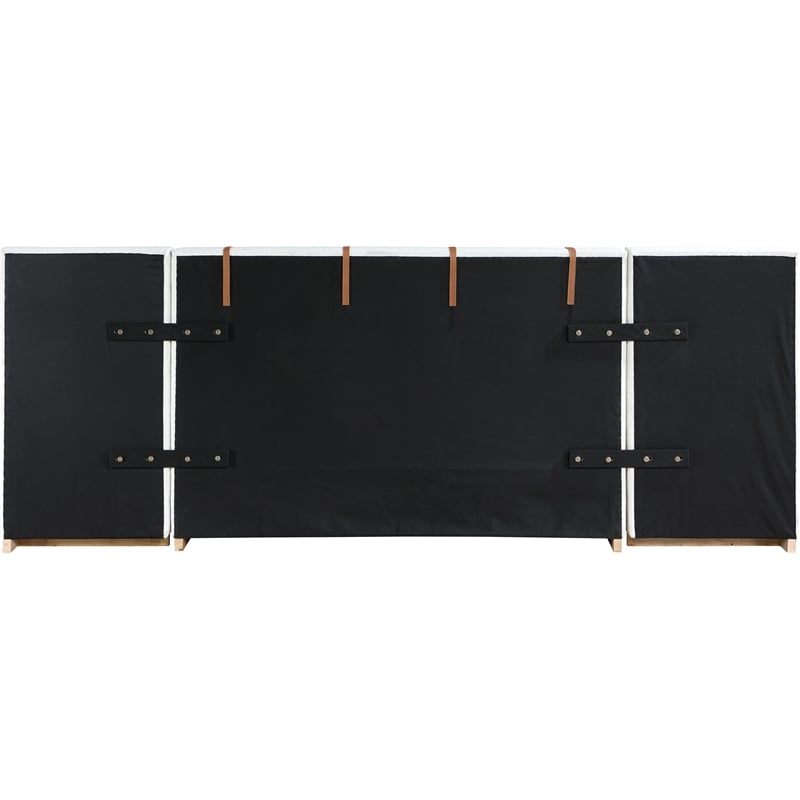 Meridian Furniture Bennet Cream Linen Textured Fabric Queen Bed