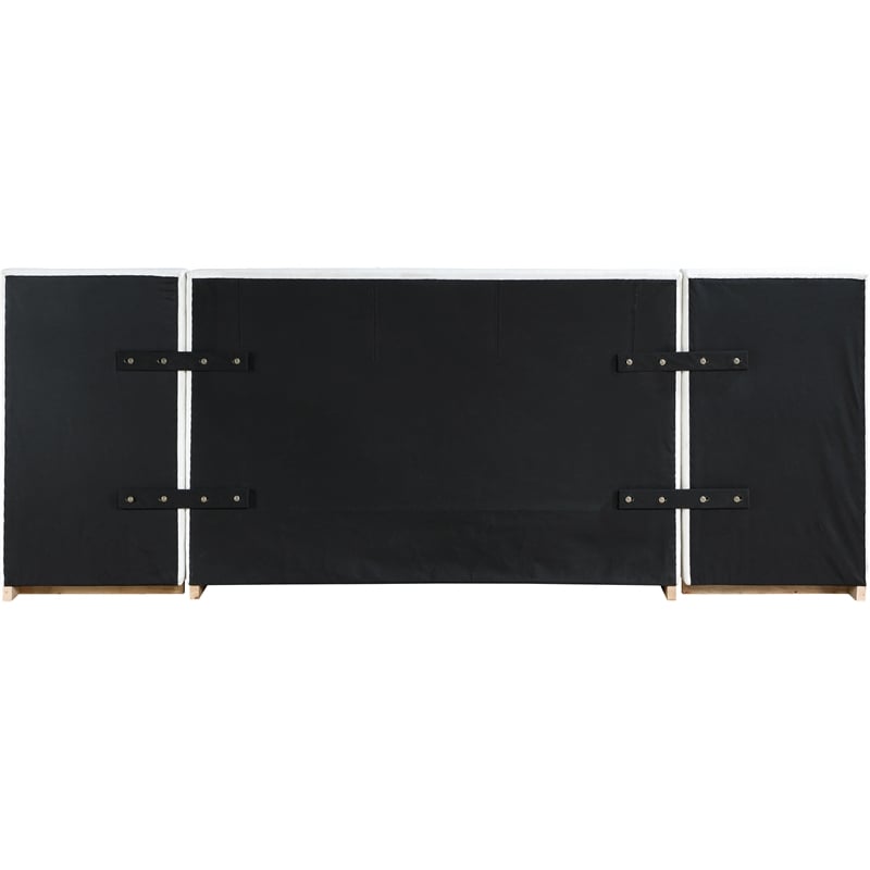 Meridian Furniture Bennet Cream Linen Textured Fabric Queen Bed