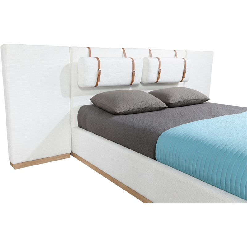 Meridian Furniture Bennet Cream Linen Textured Fabric Queen Bed