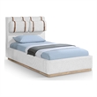 Meridian Furniture Bennet Cream Linen Textured Fabric Twin Bed