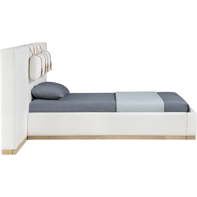 Meridian Furniture Bennet Cream Linen Textured Fabric Twin Bed
