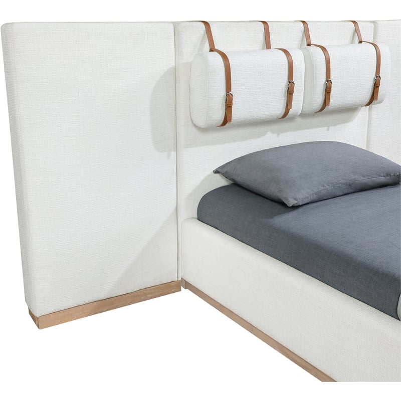 Meridian Furniture Bennet Cream Linen Textured Fabric Twin Bed