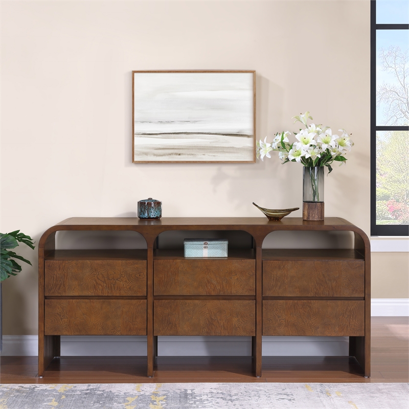 Meridian Furniture Giada Brown Oak And Ash Burl Veneer Dresser
