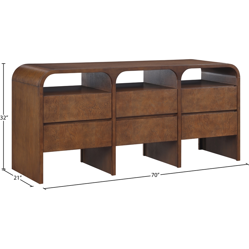 Meridian Furniture Giada Brown Oak And Ash Burl Veneer Dresser