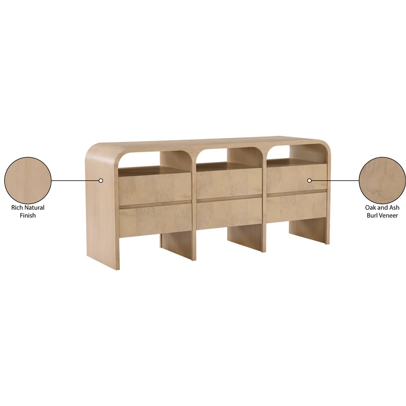 Meridian Furniture Giada Natural Oak And Ash Burl Veneer Dresser