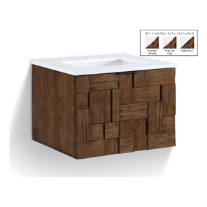 Meridian Furniture 24&quot Brown Engineered Stone Wall Mounted Bathroom Vanity