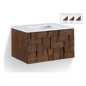 Meridian Furniture 30&quot Brown Engineered Stone Wall Mounted Bathroom Vanity