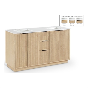 Meridian Furniture Willard 60&quot Natural Engineered Stone Bathroom Vanity