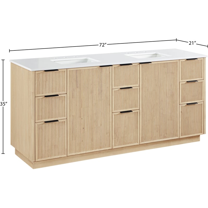 meridian furniture willard 72&quot natural engineered stone bathroom vanity