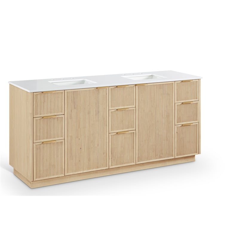 meridian furniture willard 72&quot natural engineered stone bathroom vanity