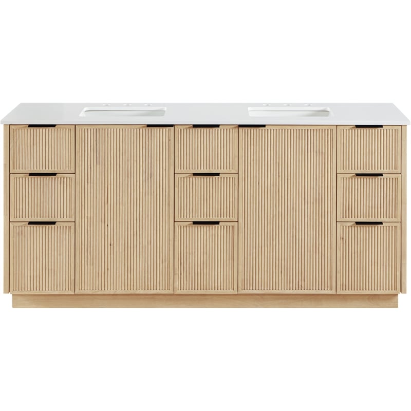 meridian furniture willard 72&quot natural engineered stone bathroom vanity