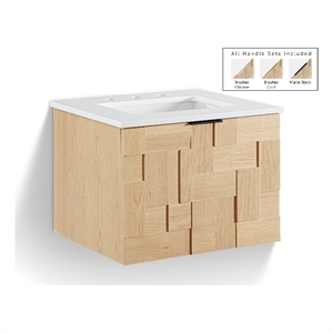 Meridian Furniture 24&quot Natural Engineered Stone Wall Mounted Bathroom Vanity