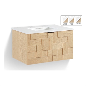 Meridian Furniture 30&quot Natural Engineered Stone Wall Mounted Bathroom Vanity