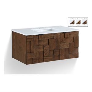Meridian Furniture 36&quot Brown Engineered Stone Wall Mounted Bathroom Vanity