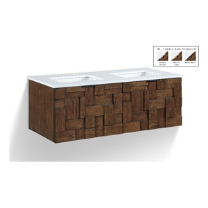 Meridian Furniture 48&quot Brown Engineered Stone Wall Mounted Bathroom Vanity