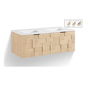 Meridian Furniture 48&quot Natural Engineered Stone Wall Mounted Bathroom Vanity