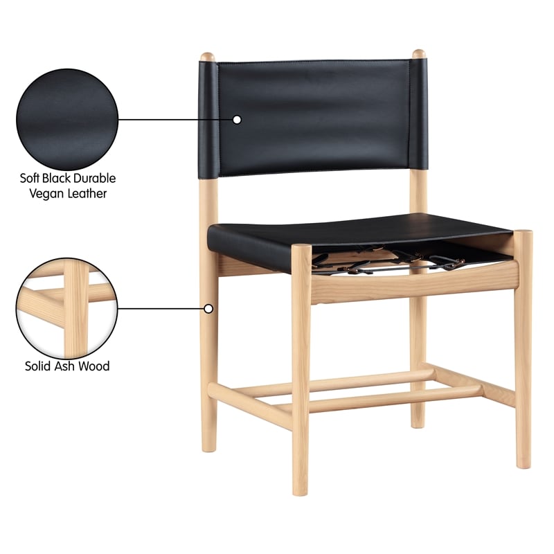 Meridian Furniture Rawlins Black Vegan Leather Dining Chair (Set of 2)