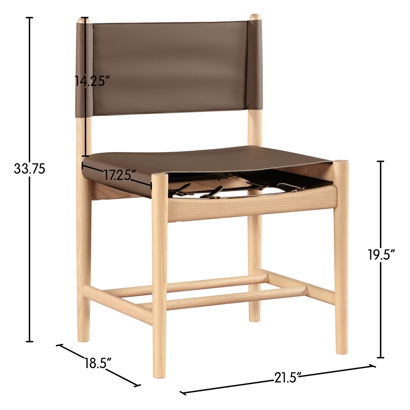 Meridian Furniture Rawlins Brown Vegan Leather Dining Chair (Set of 2)