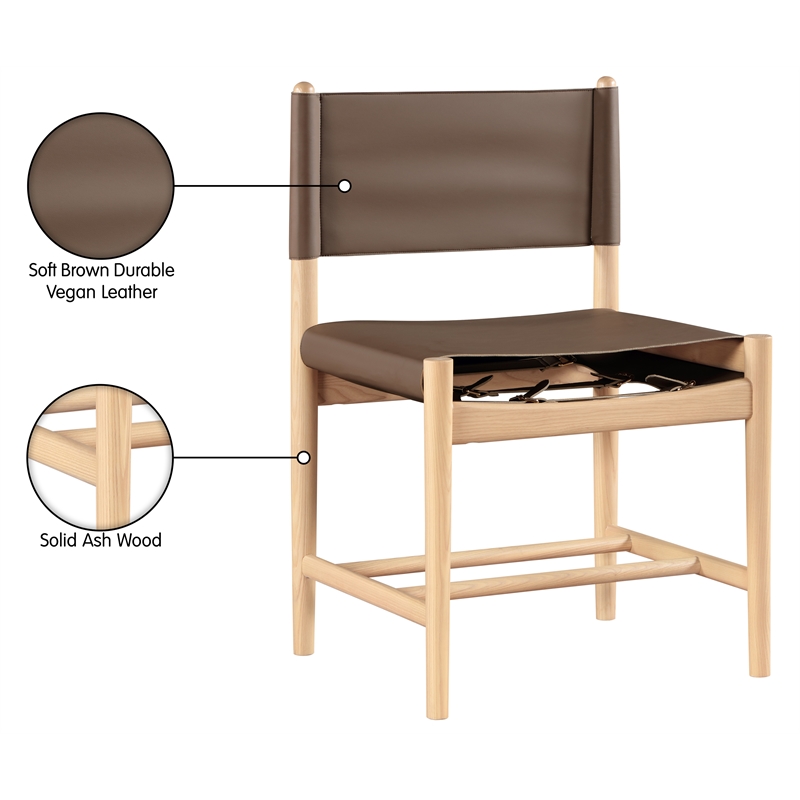 Meridian Furniture Rawlins Brown Vegan Leather Dining Chair (Set of 2)