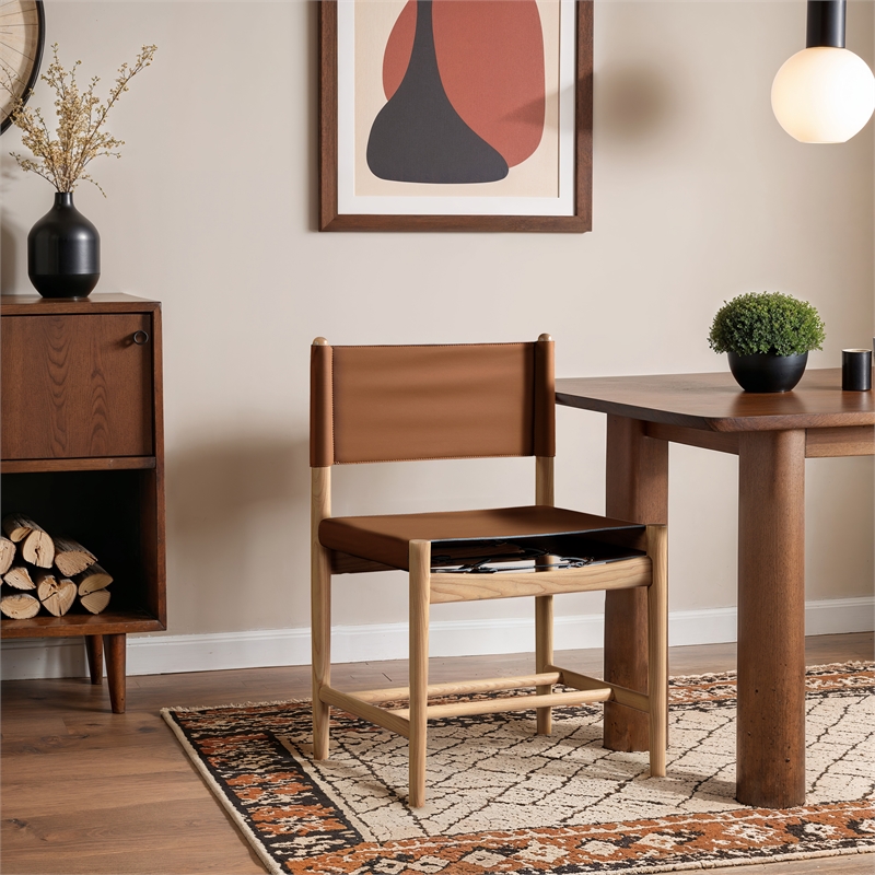Meridian Furniture Rawlins Cognac Vegan Leather Dining Chair (Set of 2)