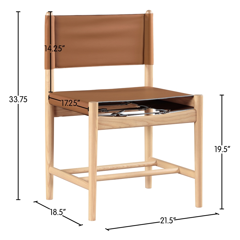 Meridian Furniture Rawlins Cognac Vegan Leather Dining Chair (Set of 2)
