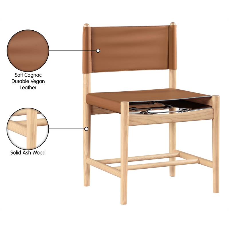 Meridian Furniture Rawlins Cognac Vegan Leather Dining Chair (Set of 2)