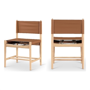 Meridian Furniture Rawlins Cognac Vegan Leather Dining Chair (Set of 2)